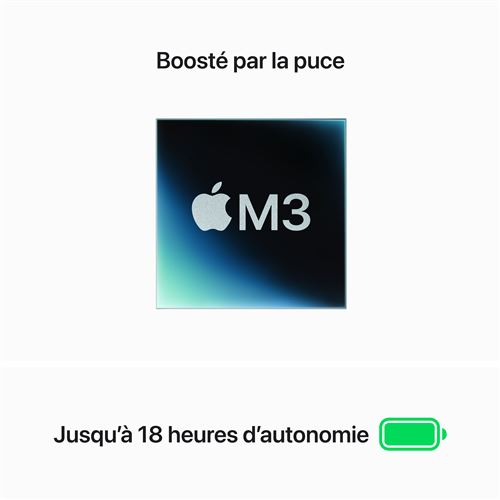 Apple MacBook Air 13,6" 256Go SSD 8Go RAM Puce M3 CPU 8 cœurs GPU 8 cœurs Minuit