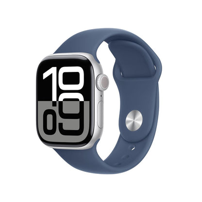 Apple Watch Series 10 GPS 42mm Boîtier en Aluminium Argent avec Bracelet Sport Denim S/M