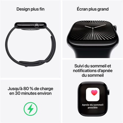 Apple Watch Series 10 GPS 42mm Boîtier en Aluminium Argent avec Bracelet Sport Denim S/M